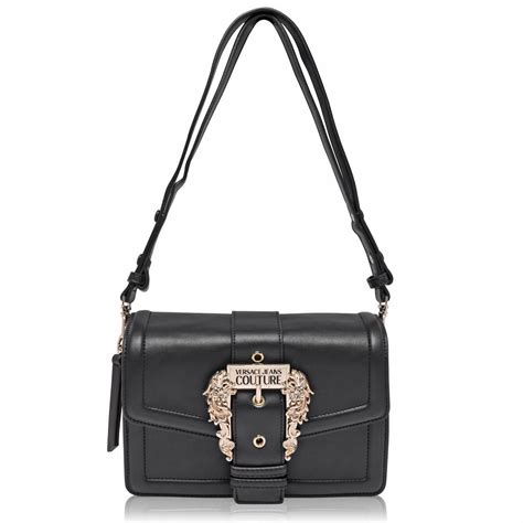 versace jeans couture black nylon buckle bag|Versace couture 1 shoulder bag.